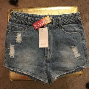High Waisted Light Wash Denim Shorts (NWT)